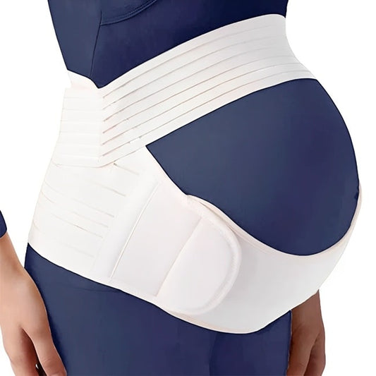 ceinture ou bandeau de maintien pour grossesse couleur blanc porté sur femme enceinte