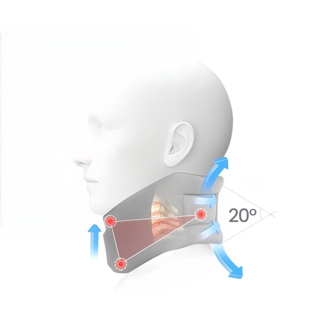 Collier cervical ErgoFlex de Mr Bon Plan, doté d'un design anti-inclinaison pour réduire la pression cervicale et maintenir une posture naturelle.