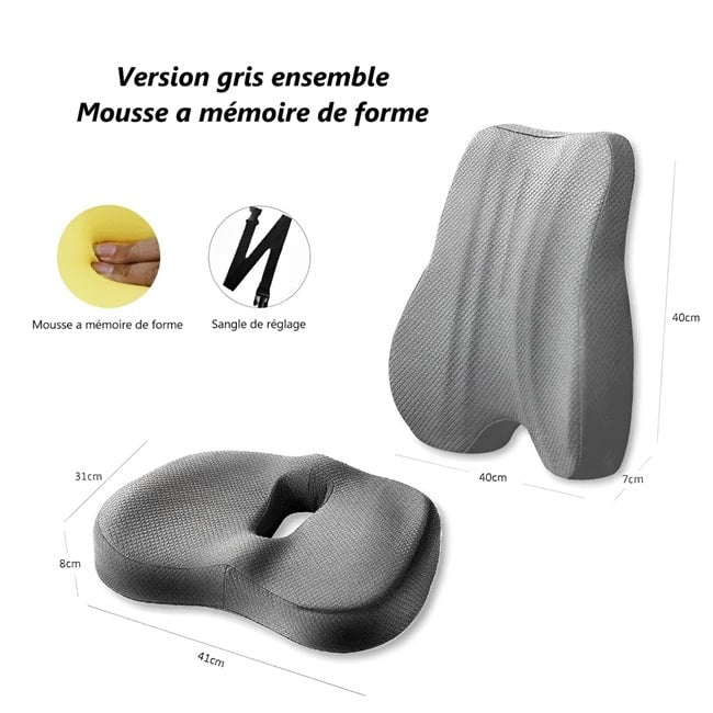 Ensemble coussin de dossier et d'assise de couleur grise