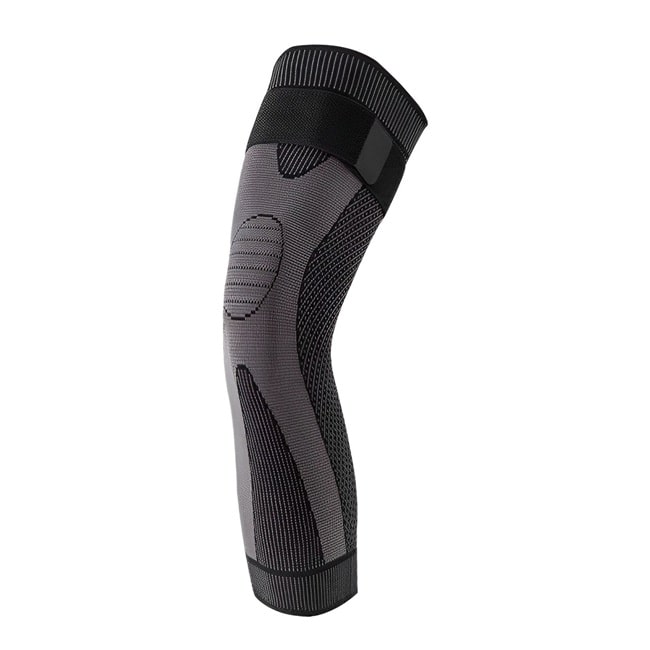 Genouillère longue FlexiGenou - compression optimale pour soutien et soulagement des douleurs articulaires, idéale pour les activités sportives et un confort au quotidien. Disponible sur Mr Bon Plan. De couleur noir .