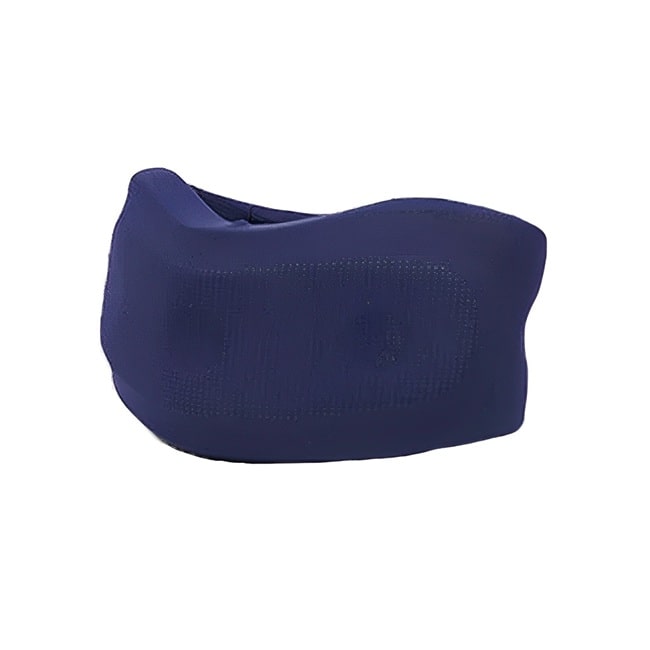 Collier cervical ergonomique réglable pour soulager les douleurs cervicales, conçu pour un confort optimal au bureau, en voyage ou à la maison, disponible sur Mr Bon Plan. De couleur bleu marine .