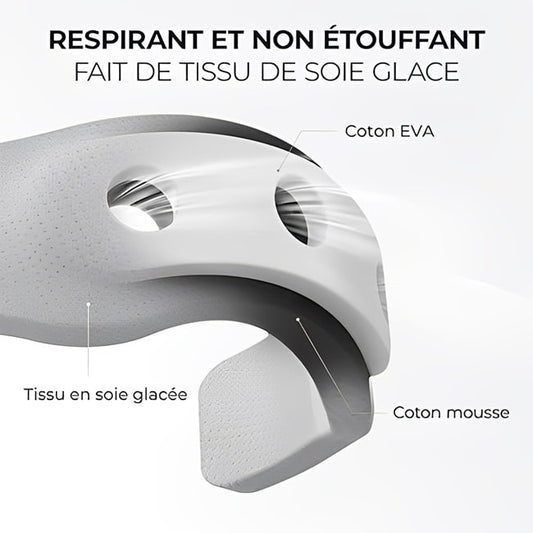 Collier cervical ergonomique réglable pour soulager les douleurs cervicales, conçu pour un confort optimal au bureau, en voyage ou à la maison, disponible sur Mr Bon Plan. Composition et materiaux.