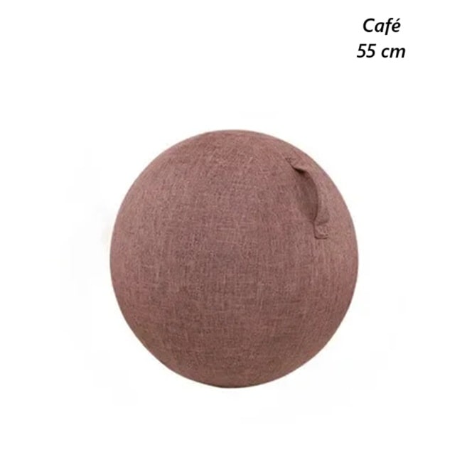 une housse de swiss ball en lin couleur café taille 55 cm