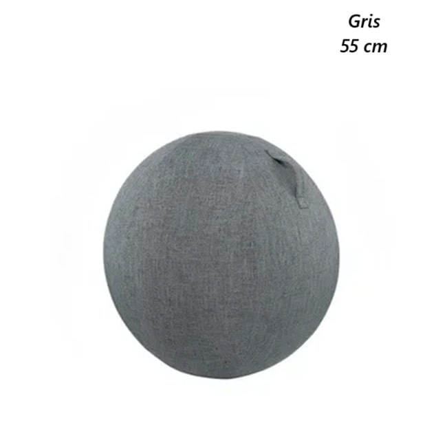une housse de swiss ball en lin couleur gris taille 55 cm