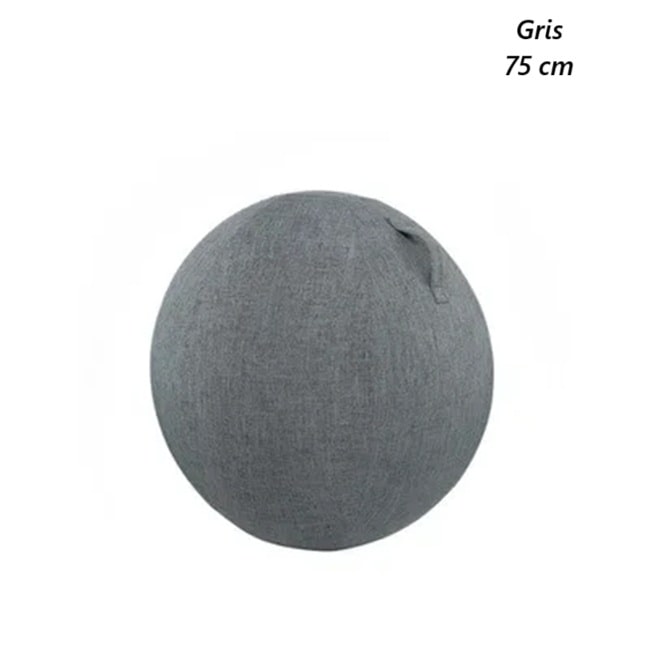 une housse de swiss ball en lin couleur gris taille 75 cm