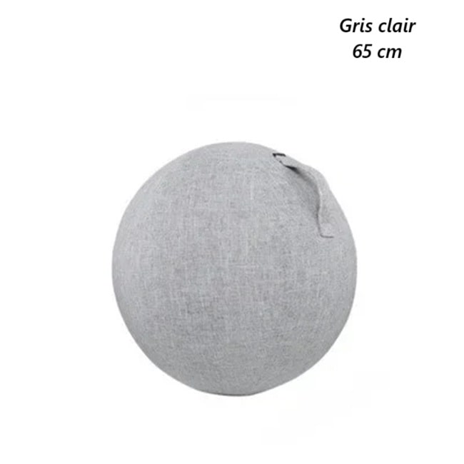 une housse de swiss ball en lin couleur gris clair taille 65 cm