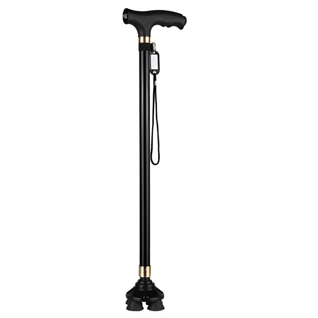 Canne de marche antidérapante avec lumière LED "Stabili'Canne" couleur noir sur fond blanc