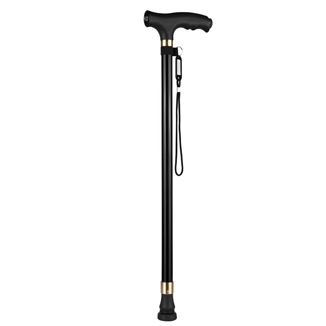 Canne de marche antidérapante avec lumière LED "Stabili'Canne" couleur noir sur fond blanc
